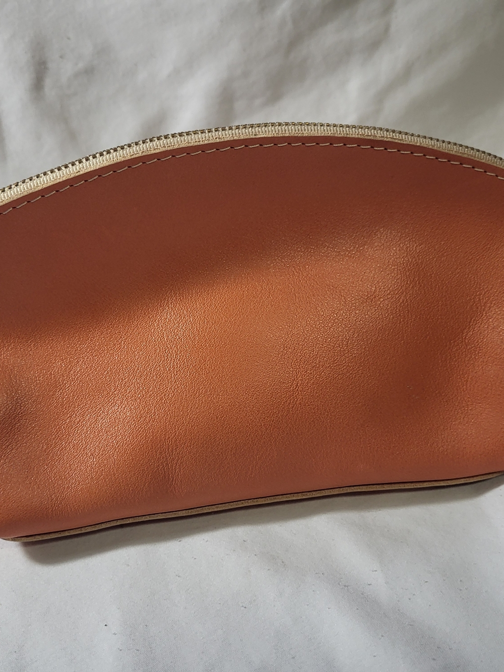 Portland Leather Eclipse Camel Toned Accessory Bag, Makeup Bag, Cosmetic Bag